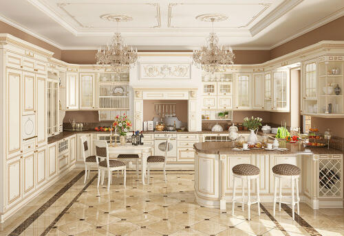 Кухня «Афина белая в золотом цвете»
